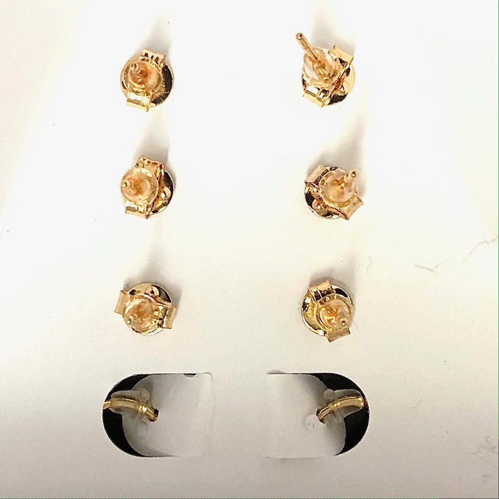 4 Earring Set Stud Hoop Cubic Zirconia 18K Gold Plated Brass by And Now This - Picture 9 of 10